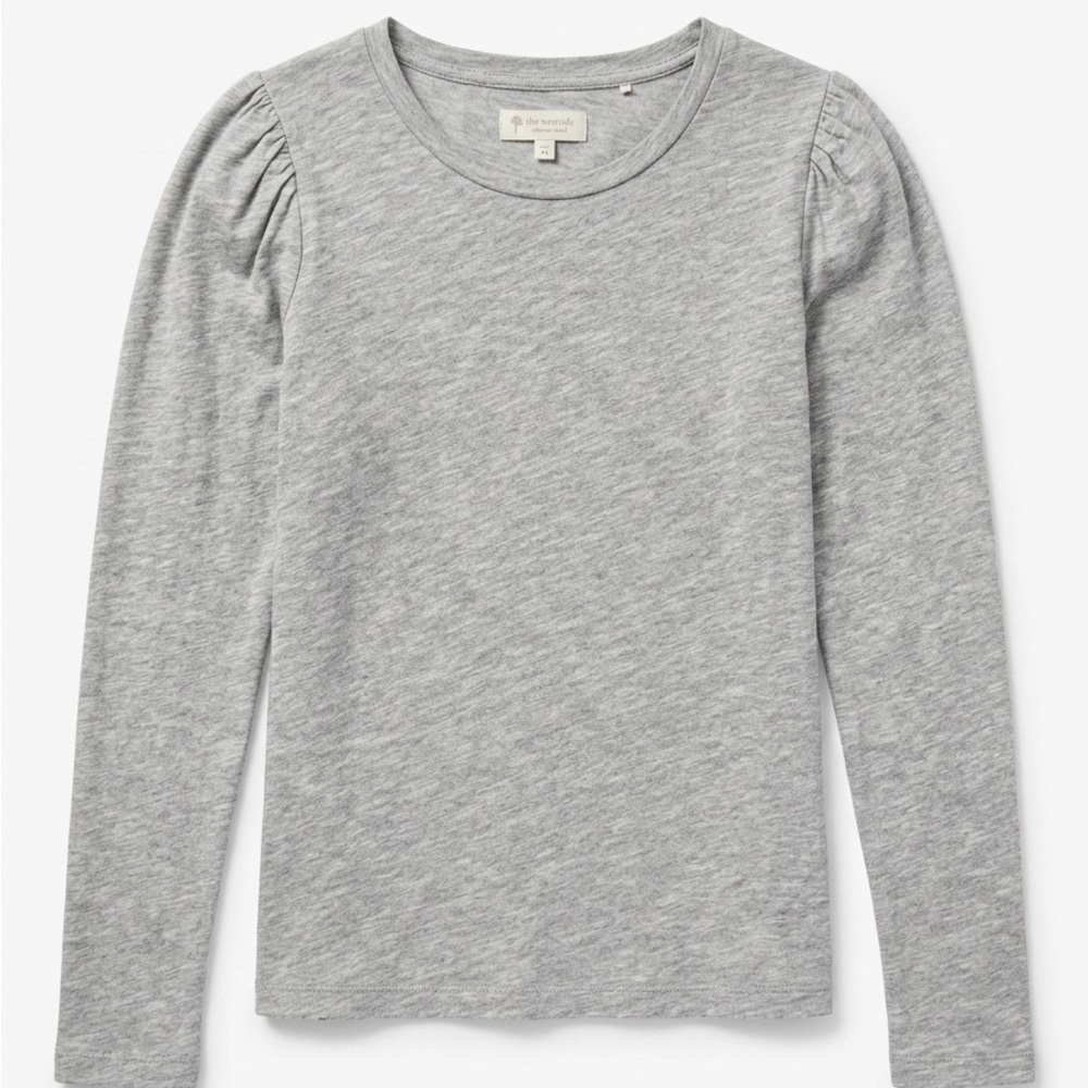Women's Long Sleeve Puff Shoulder Tee - Gray